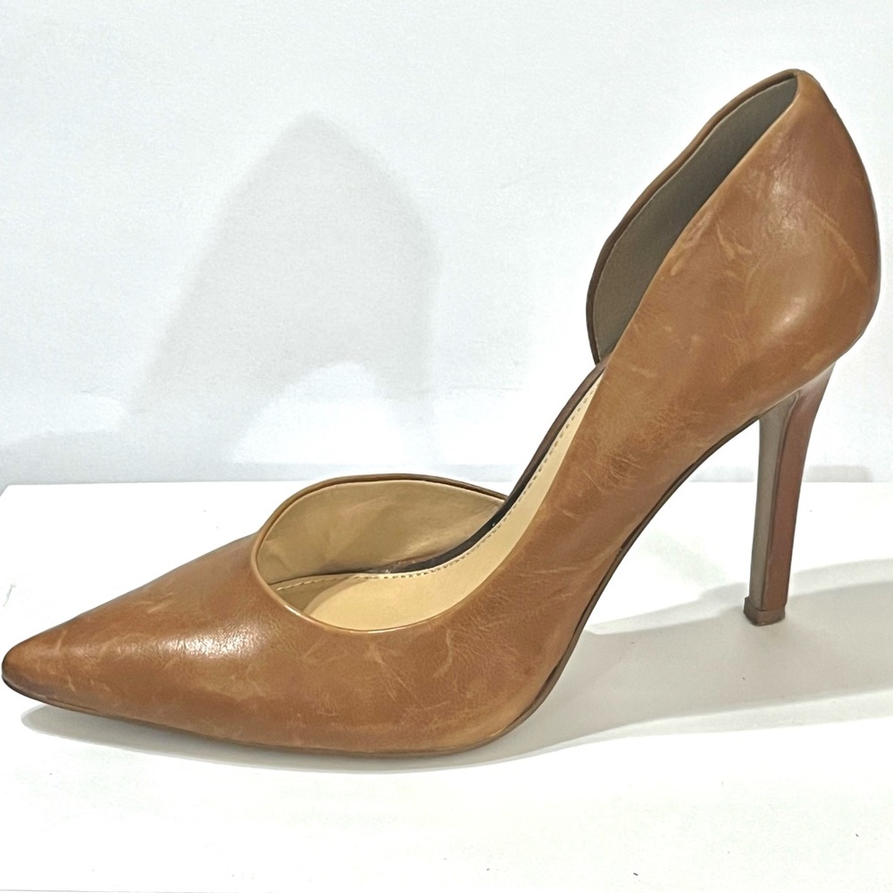 Jessica Simpson Claudette D'Orsay Leather Pumps High Heels Burnt Umber Sz 9